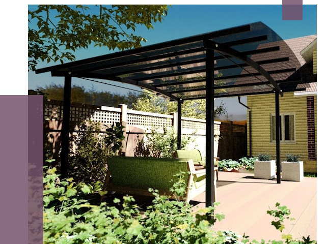 Навесы для террасы в Лиски от 13950 руб. под ключ | ПРОЛЁТ-Лск