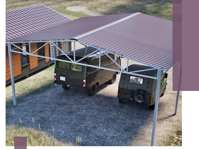 Двускатные навесы под ключ в Лиски — изготовление и монтаж