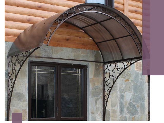 Арочные козырьки под ключ в Лиски: изготовление и монтаж